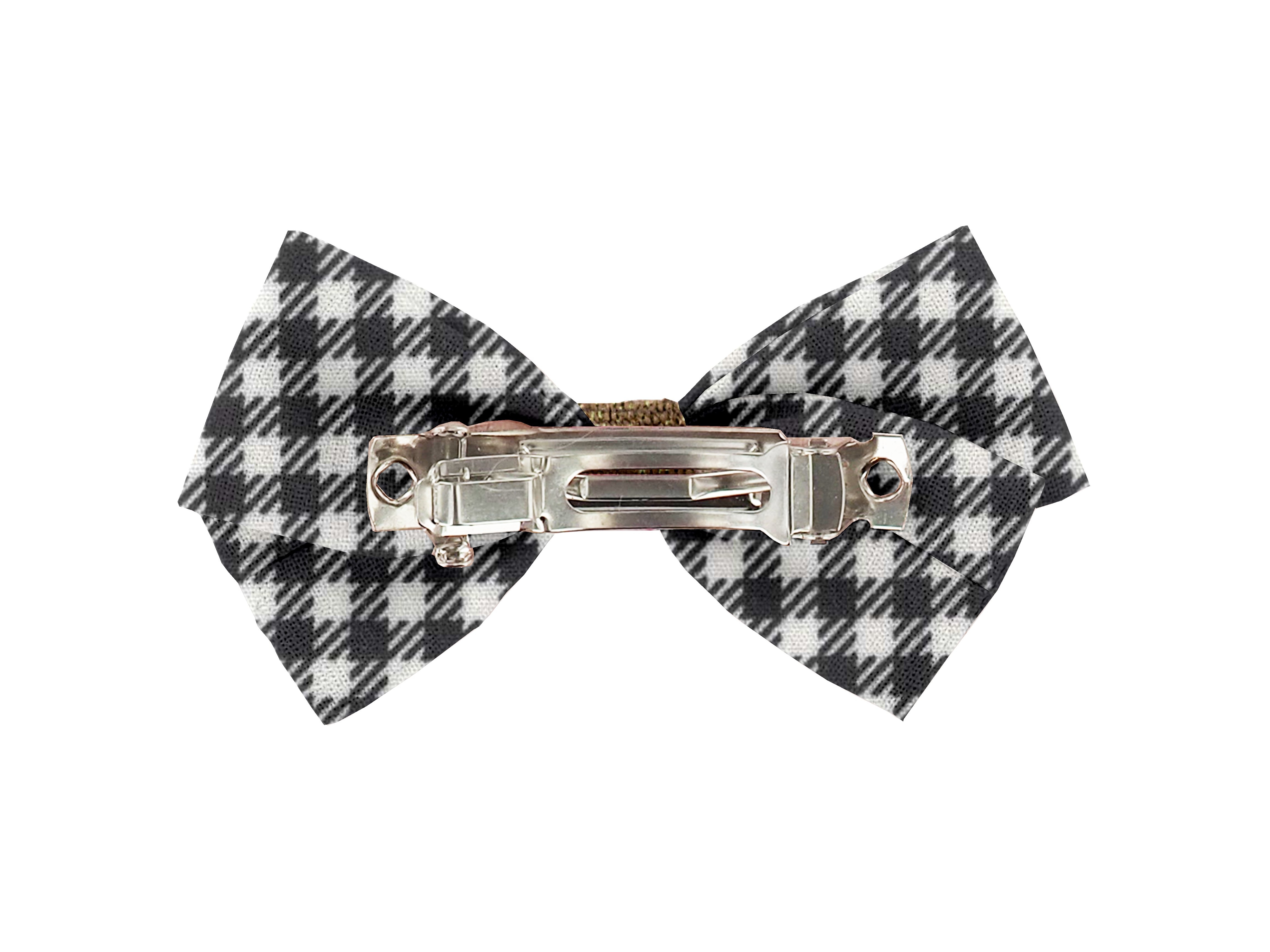 Petite Barrette Double Noeud Croisé Vichy Noir