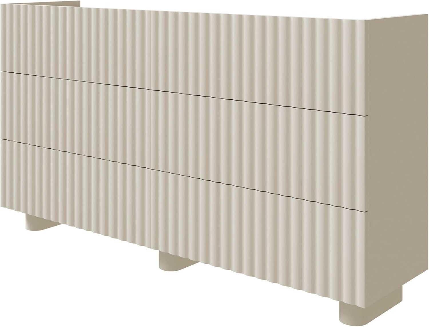 Selsey Kommode Fiorra 84 x 147 x 38,8 cm – Elegante Weiße Kommode Mit Schubladen - Abgerundete Rillenfronten - Hochwertige MDF- und Laminatplatten - Cashmere-Ton Passt Zu Jeder Einrichtung