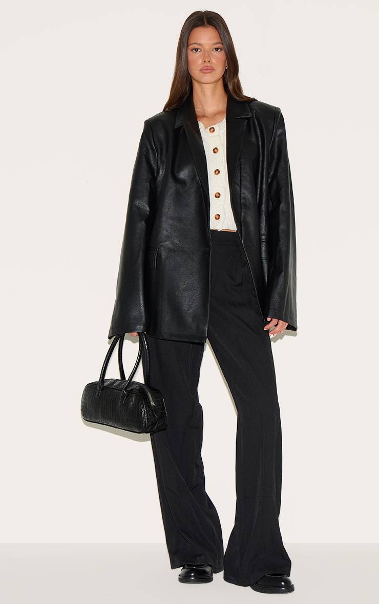Noir Blazer En Synthétiquecuir Vieilli