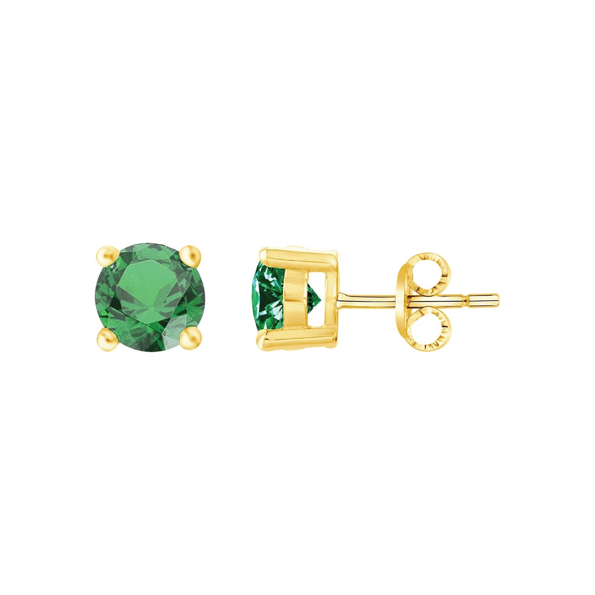 Boucles d'oreilles clous en Plaqué Or avec oxyde de zirconium vert emeraude