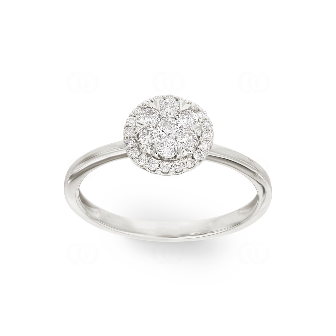 0.33 Karat Diamanten Halo Ring 750/18 K Weissgold