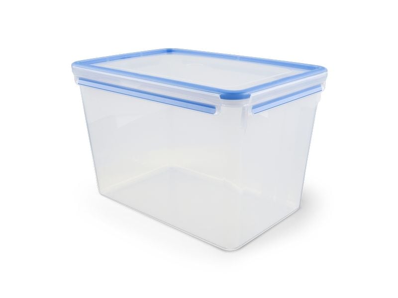 Emsa Vorratsbehälter Clip& Close 10.8 l, Blau/Transparent Frischhaltender Behälter mit Deckel