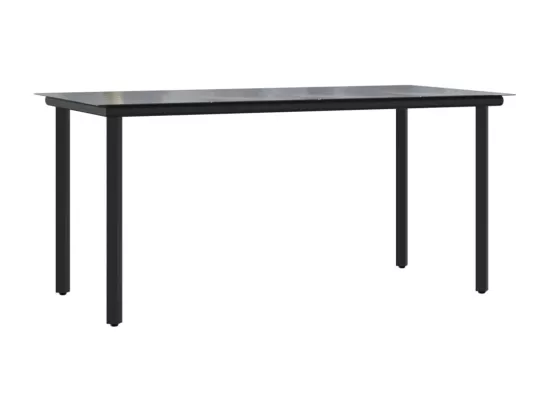 Ensemble à manger de jardin coussins 5 pcs noir et gris