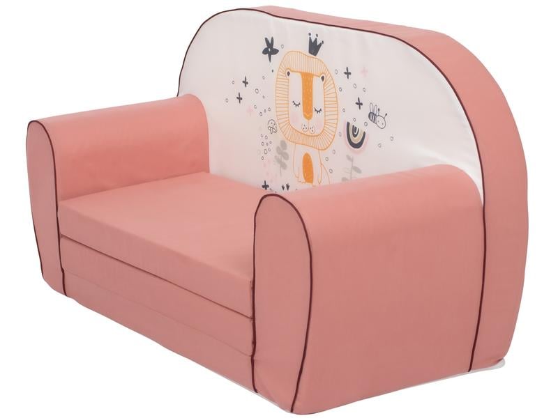 Knorrtoys Kindersofa Löwe Leo rose Stabiles Sofa zum Ausziehen