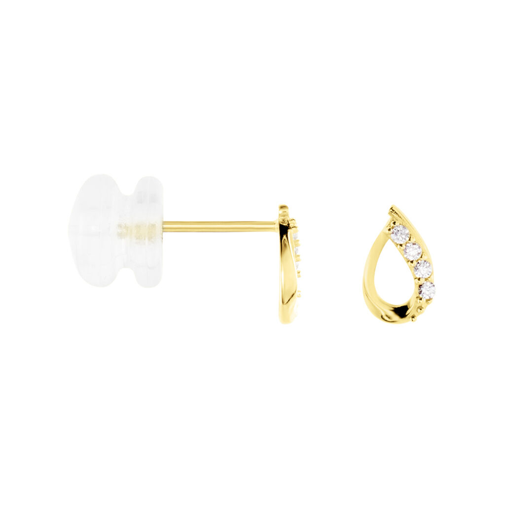 Boucles D'oreilles Puces Lisianthus Or Jaune Oxyde