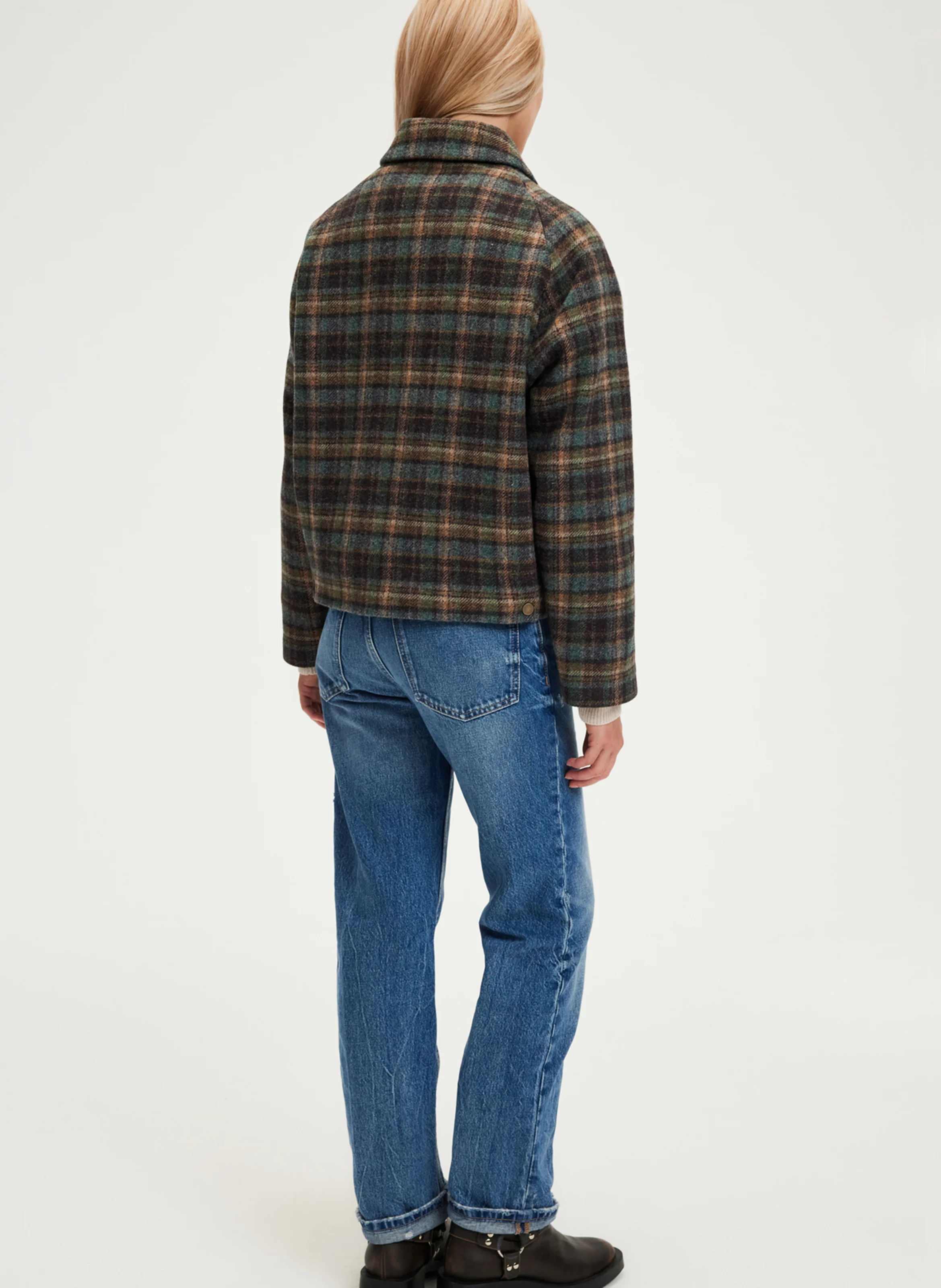 MARELLE - Blouson à carreaux en laine | Marron