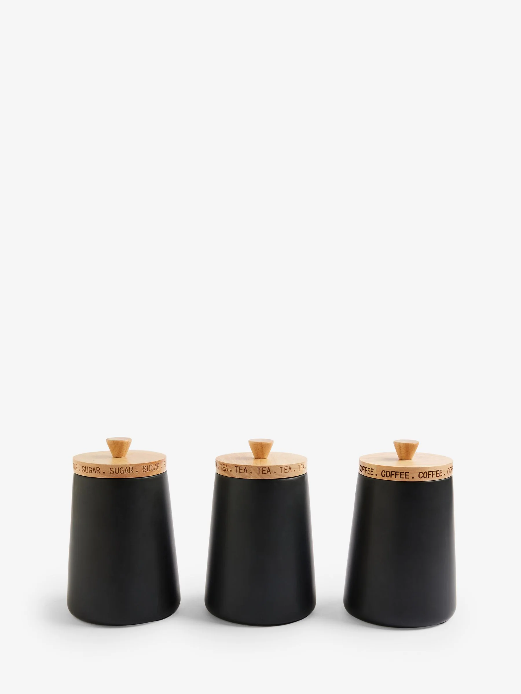 Set of 3 Matt Ceramic Storage Jars with Etched Lid