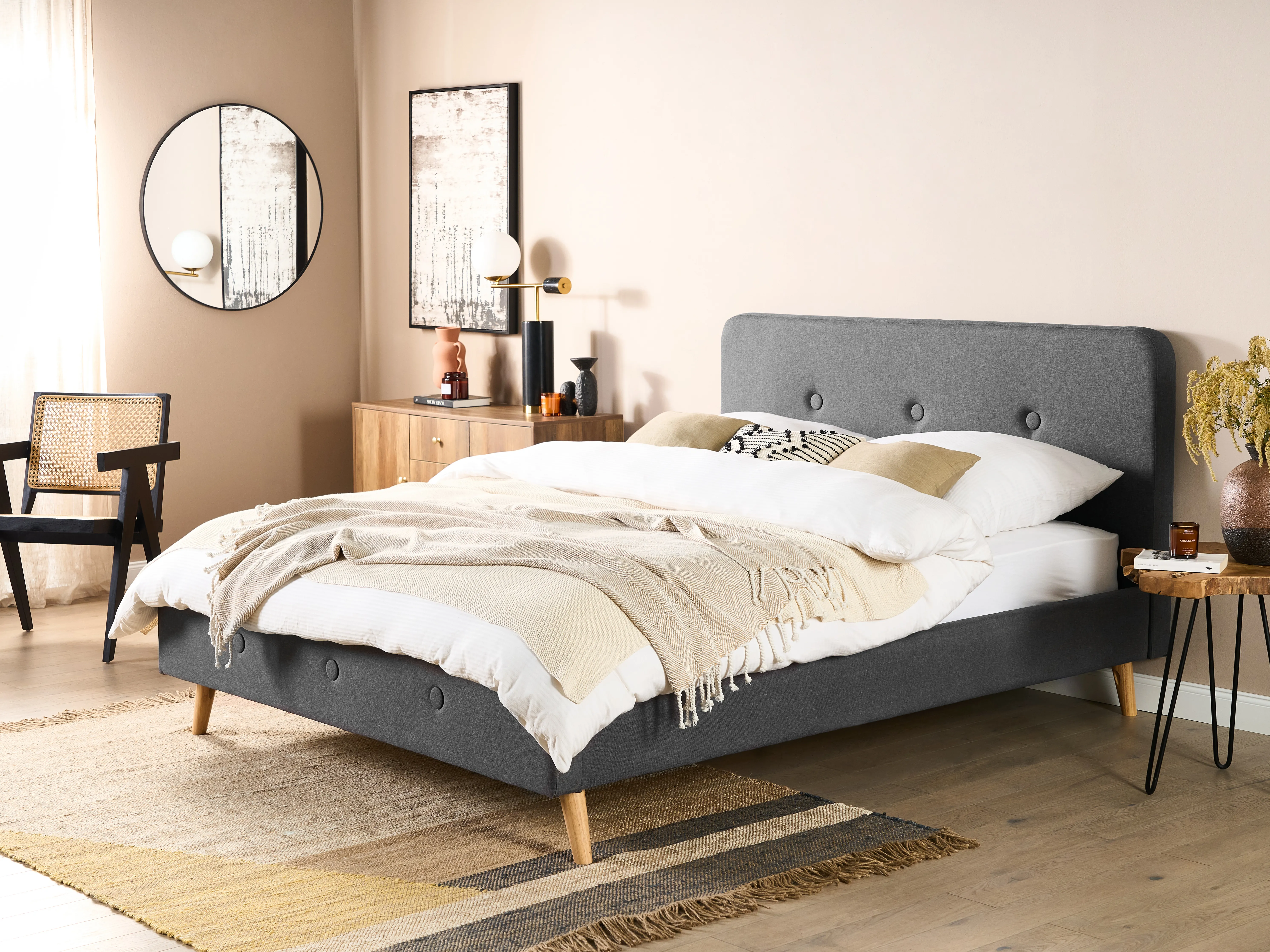 Bed Stof RENNES II 160 x 200 cm Donkergrijs