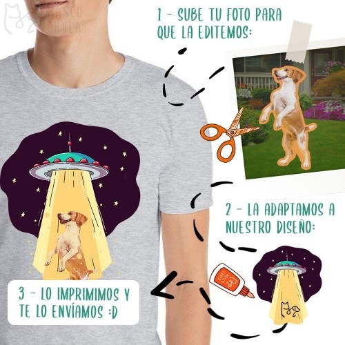 Camiseta masculina Mascochula, personalizada com seu animal de estimação, cinza.