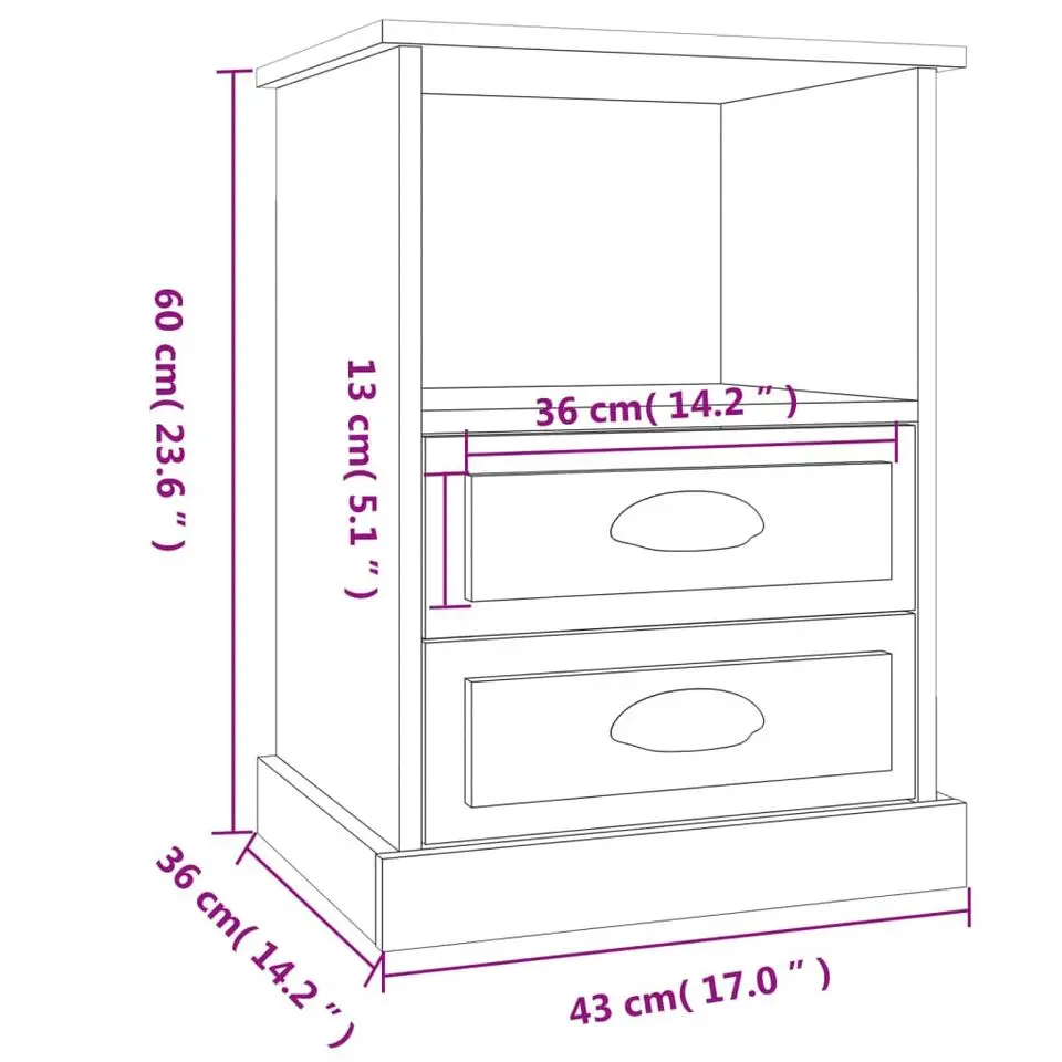 vidaXL - Nachtkastje - Wit - Bewerkt hout - 2 stuks
