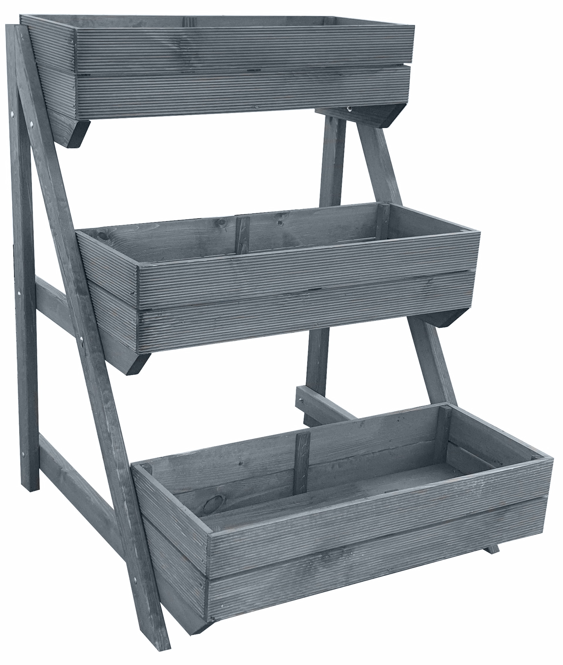 promadino Pflanzentreppe »Pflanztreppe mit Kästen, grau« BxTxH: 80x84x100 cm