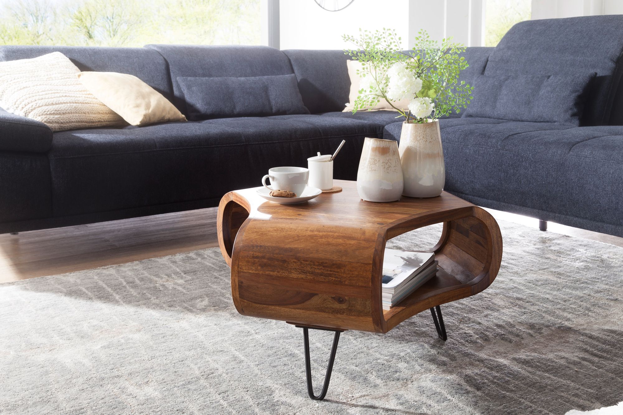 FineBuy Couchtisch FB51410 55 x 55 x 38 cm Sheesham Wohnzimmertisch Massivholz