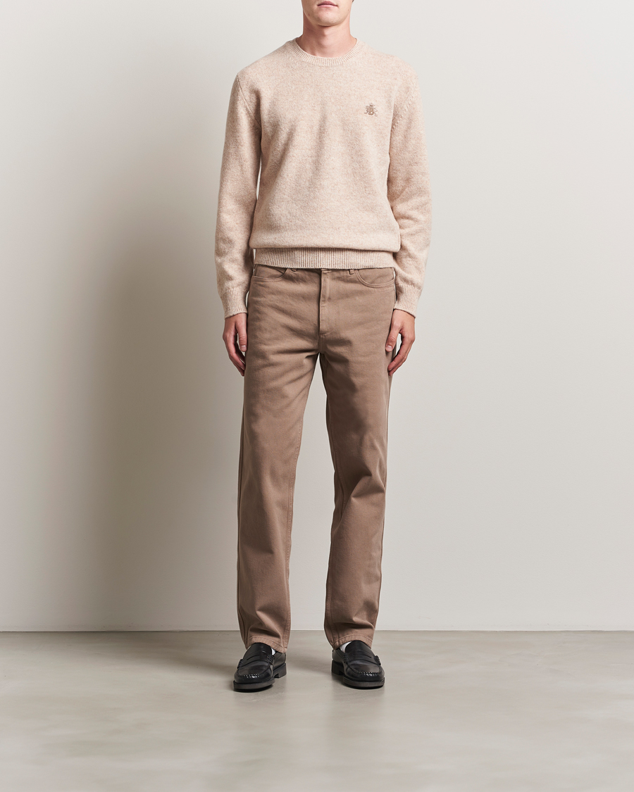 Baracuta Shetland Virgin Wool Crew Neck Antique White
