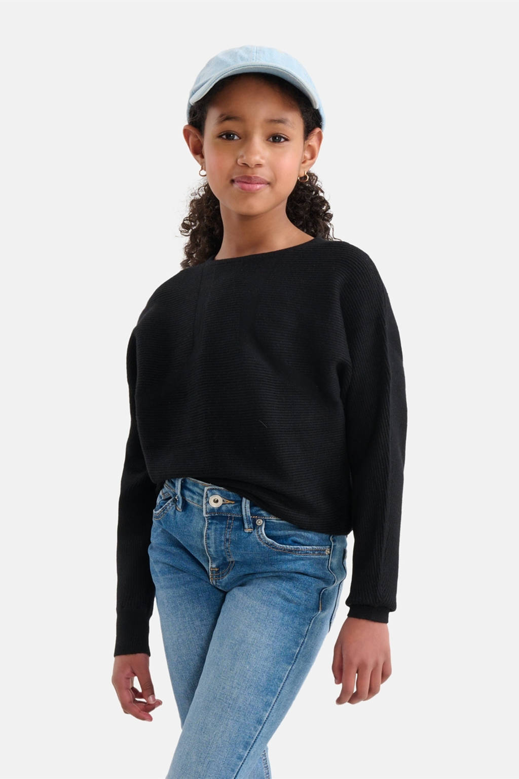 Shoeby trui zwart rib gebreid