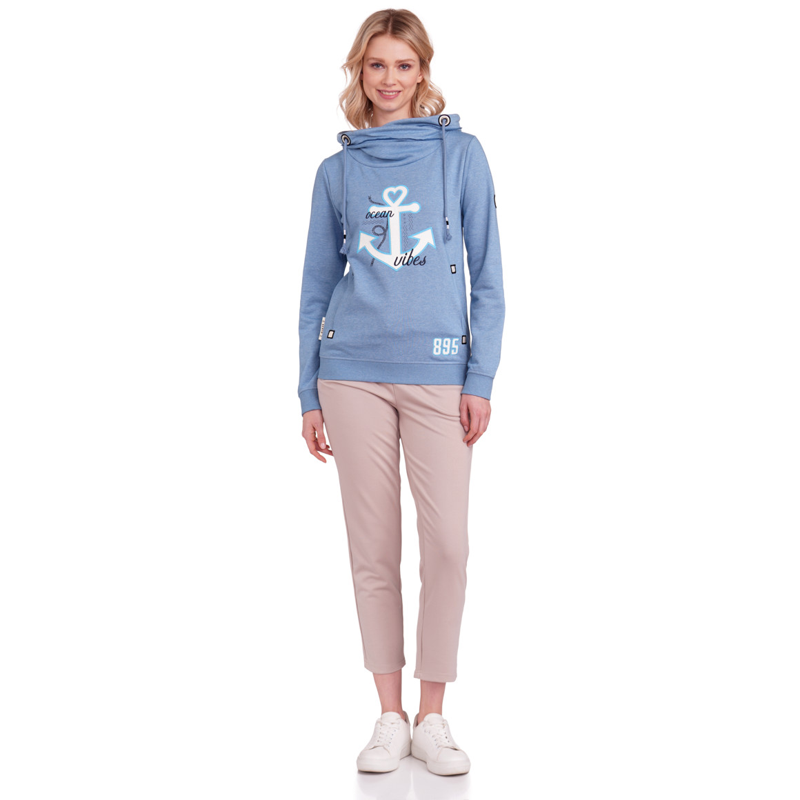 Gina Damen Hoodie mit großem Print hellblau