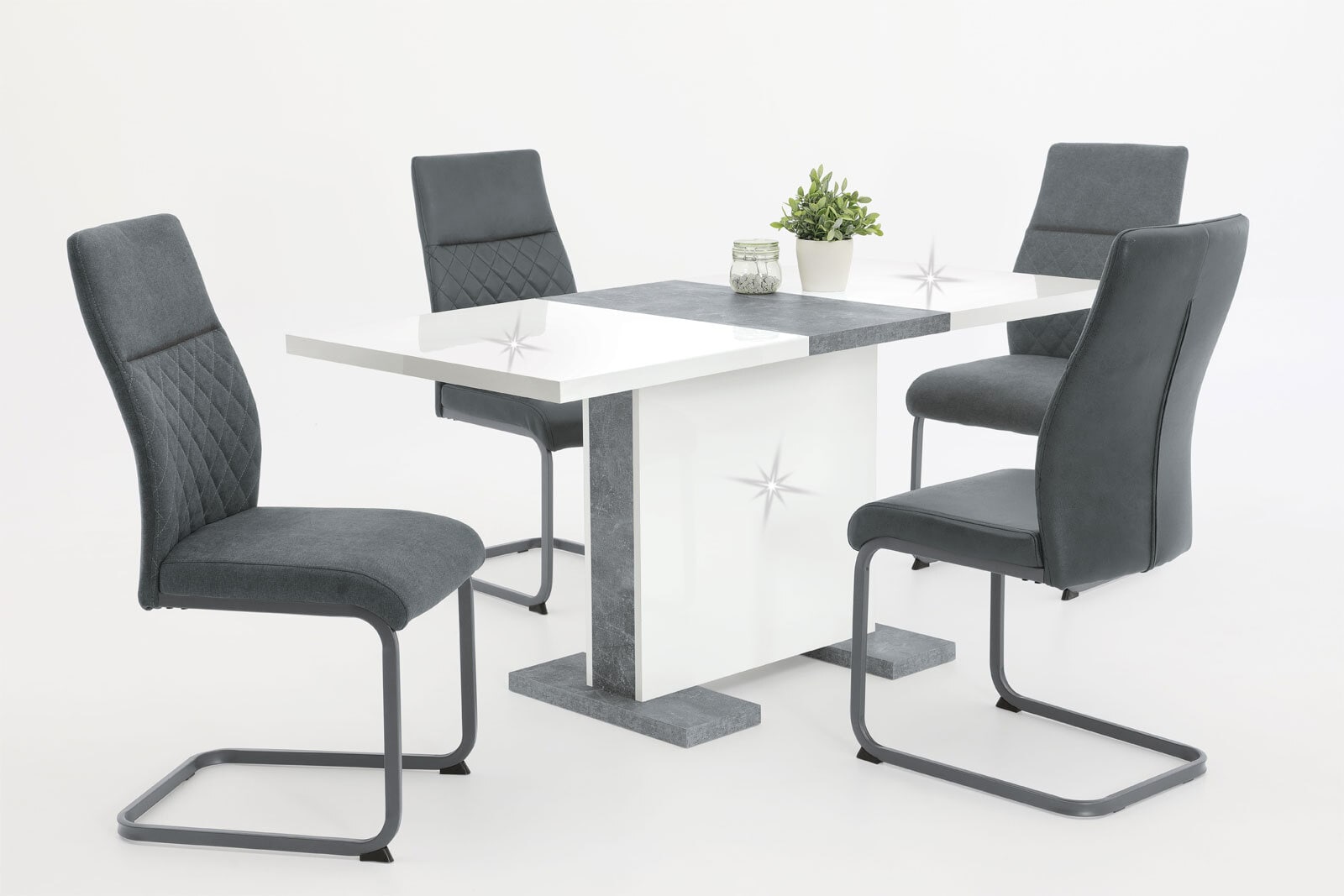 Stuhl Samira Webstoff Vintage Grau / Gestell Grau pulverbeschichtet