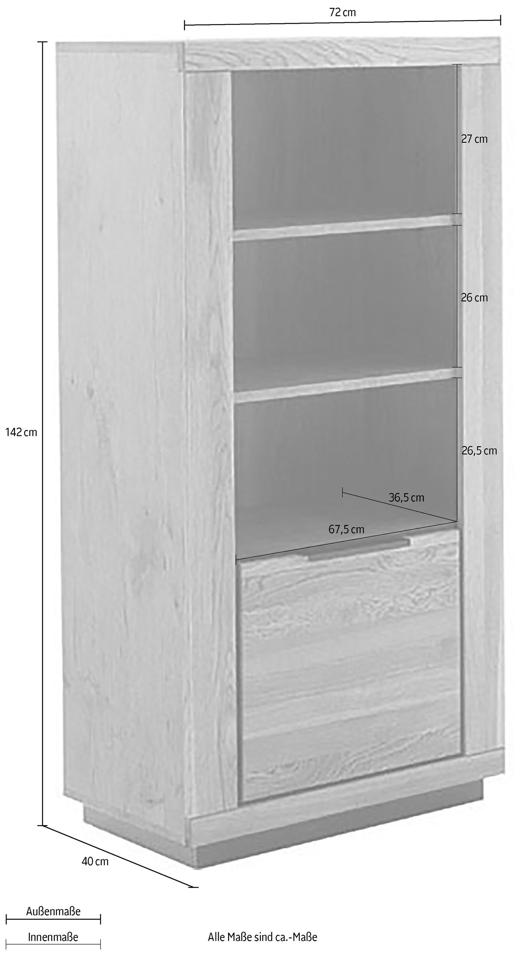 MCA living Highboard »Greno Regal« 1 Stk. tlg. durchgehende Lamelle