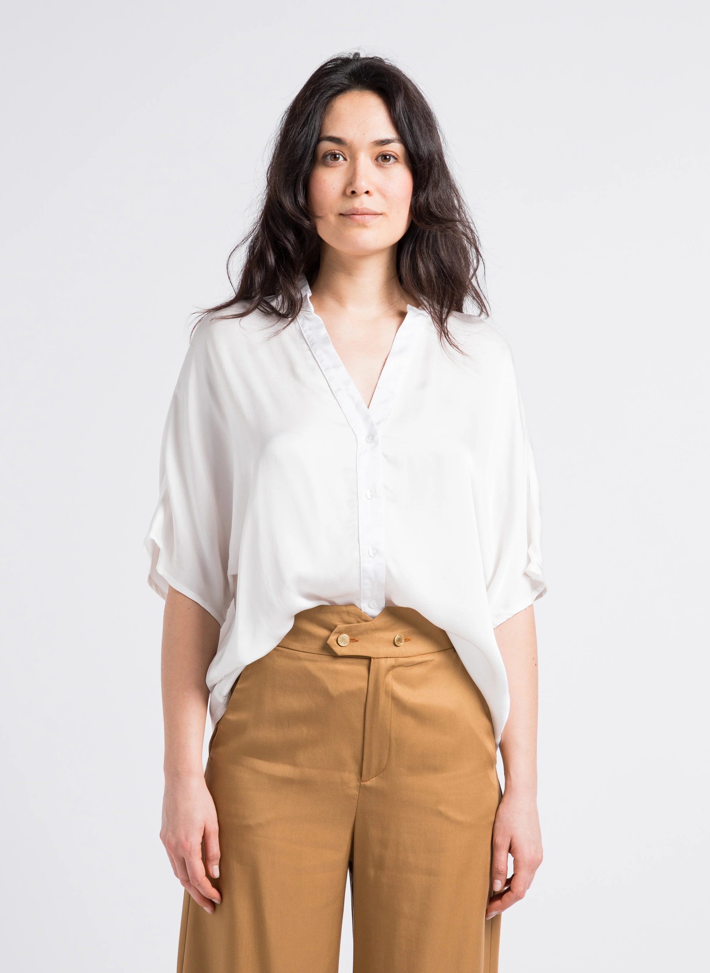 Top ample col V | Blanc