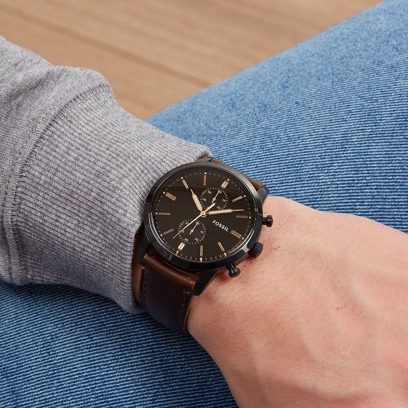 Fossil - Townsman - Polshorloge - Bruine Wijzerplaat - Leder - Quartz