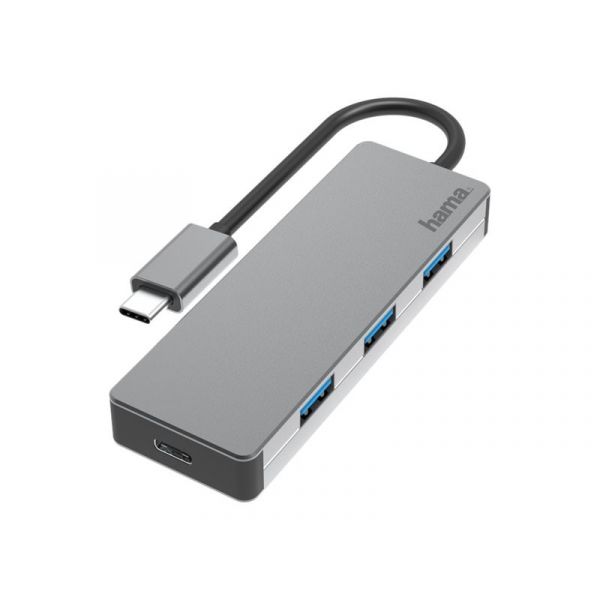 Hama 200105 Hub USB-C 4 Portas USB 3.2 Gen2 10Gbps Cinzento
