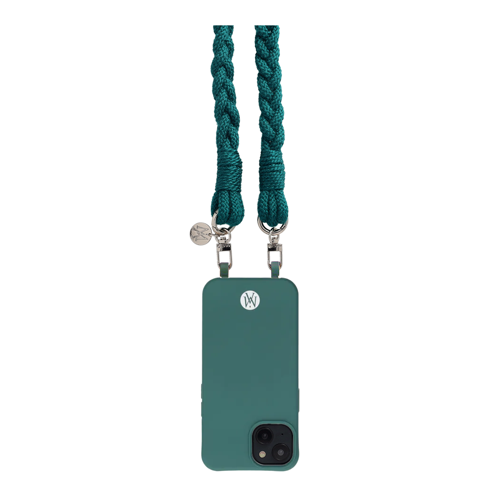 Handgemachte Handykordel Geflochtenes Umhängeband für Handyhüllen Silver - Dark Green