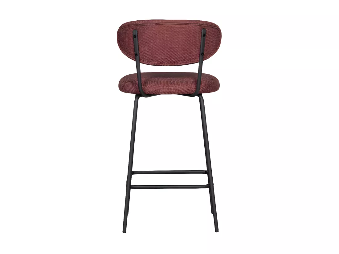 Kjeld - Lot de 2 chaises de bar en tissu et métal H66cm - Bordeaux