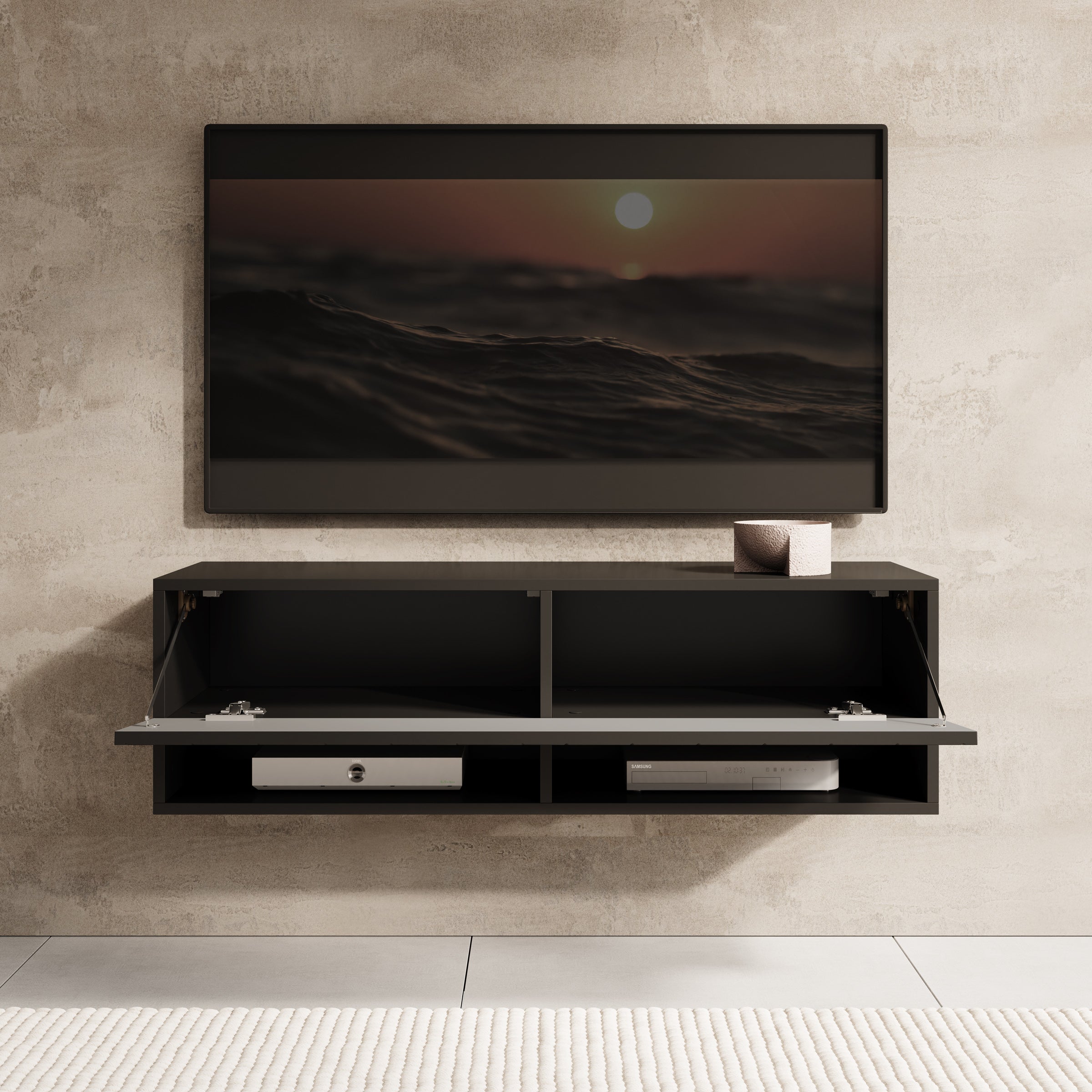 Asino - TV-Meubel - Zwart visgraat - 100x31x30 cm