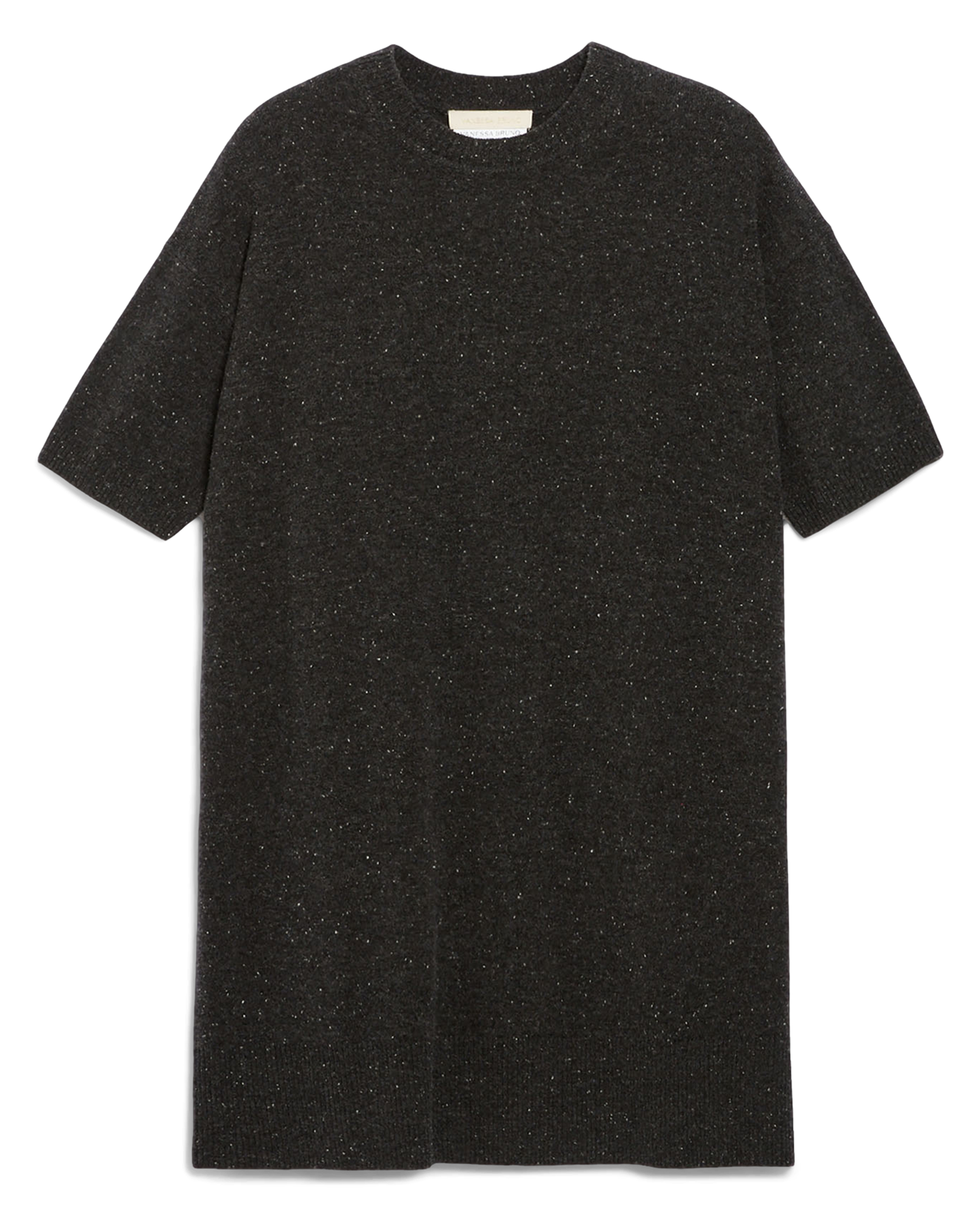 BLEUET - Robe courte col rond en laine mérinos | Noir