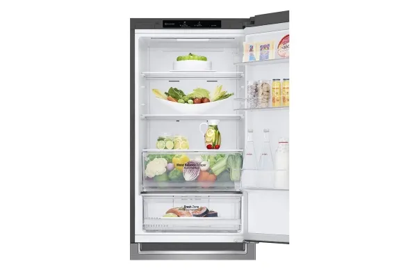 LG GBB61PZJMN - Køleskab/fryser - bund-fryser - bredde: 59.5 cm - dybde: 68.2 cm - højde: 186 cm - 341 liter - Klasse E - skinnende stål