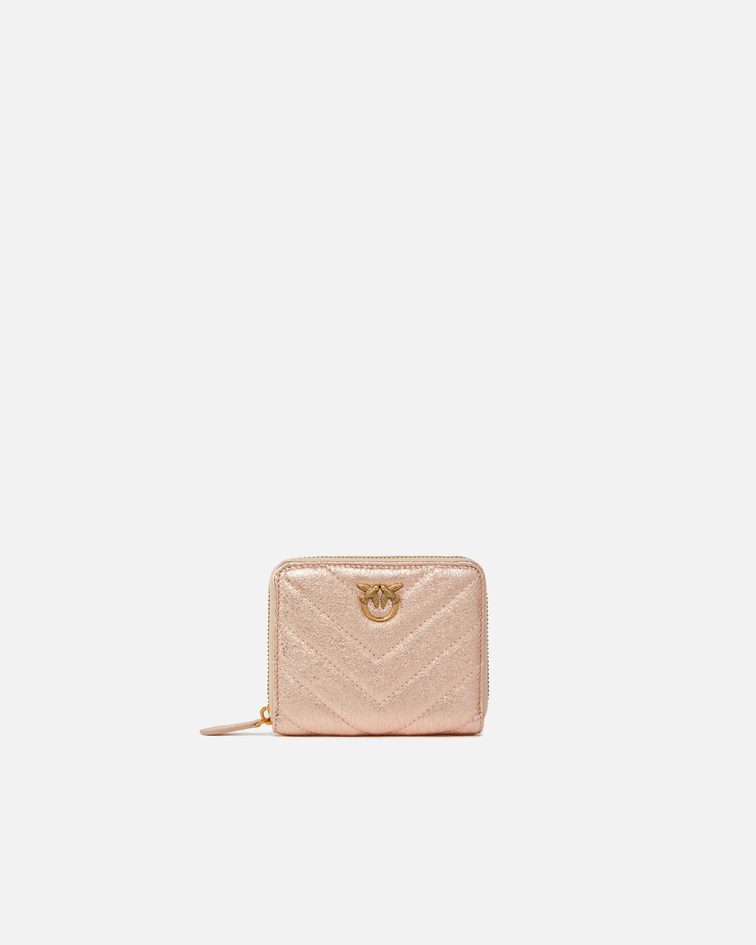 Petit portefeuille lamé et matelassé | Rose