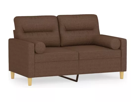 Canapé 2 places avec oreillers décoratifs marron 120 cm tissu