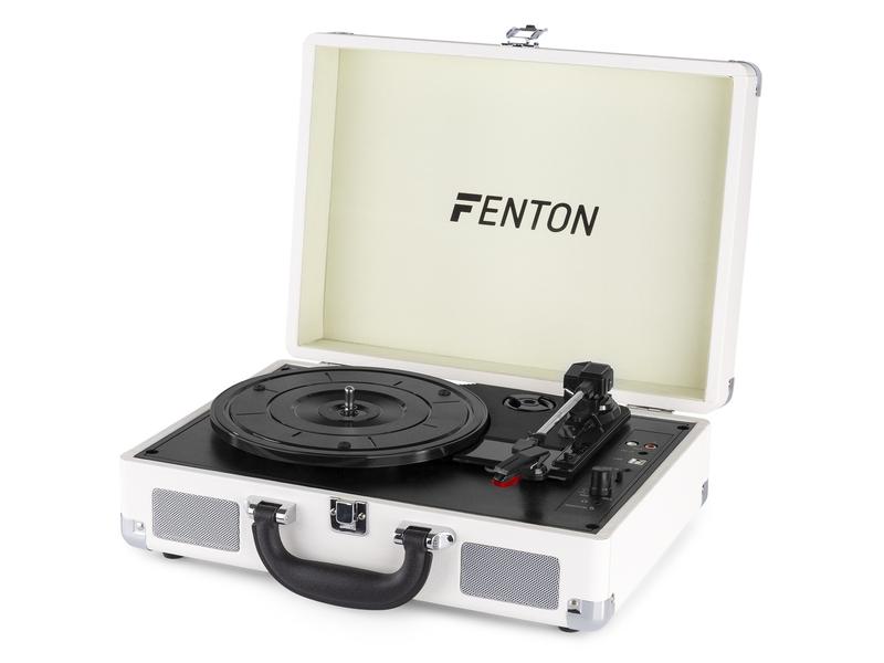 Fenton Plattenspieler mit Bluetooth RP115 Weiss Koffer-Plattenspieler mit Bluetooth