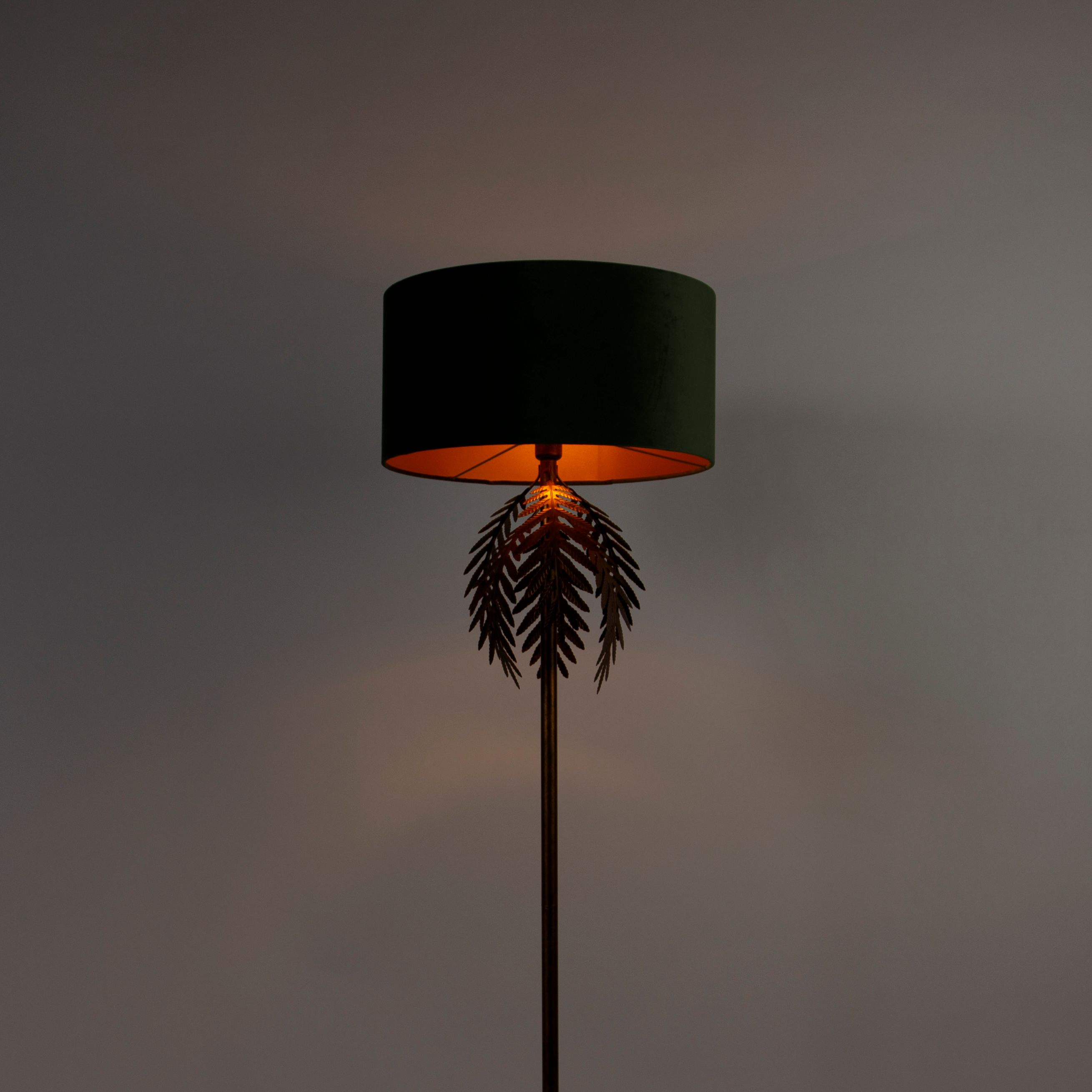 Vloerlamp goud 145 cm met velours kap groen 50 cm - Botanica