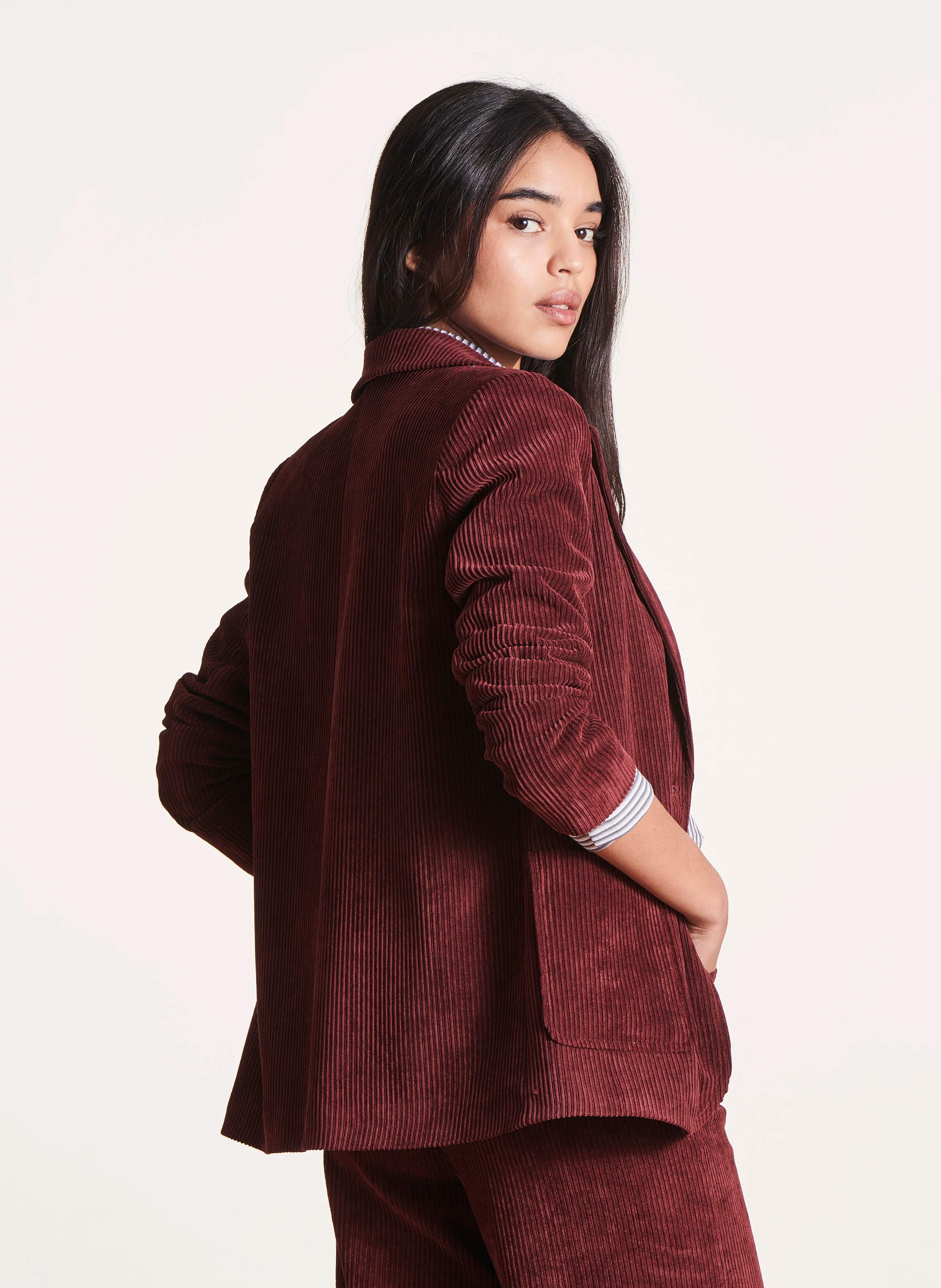 Veste de tailleur côtelé | Marron