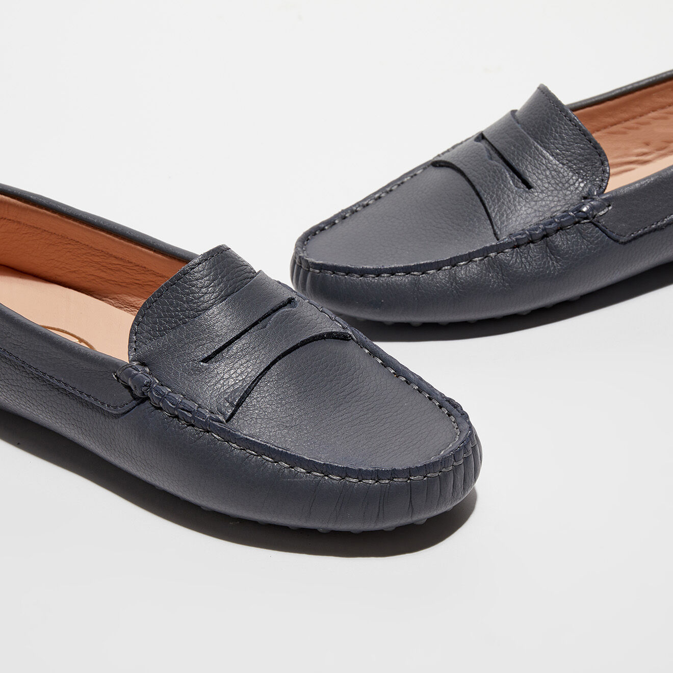 Loafers Mocassins en Cuir grainé Jade gris foncé