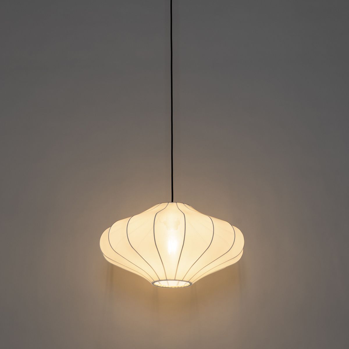 Design hanglamp wit zijden 50 cm - Plu