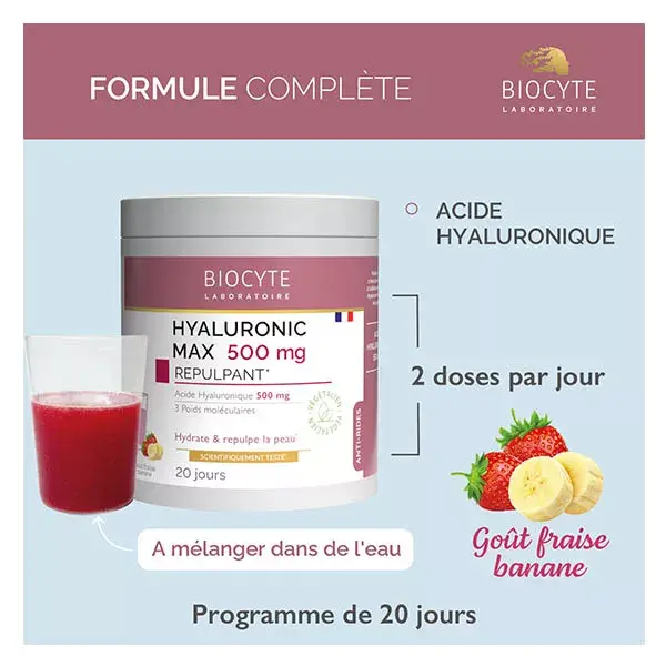 Biocyte Hyaluronic Max Pó Antienvelhecimento com Ácido Hialurônico 500mg