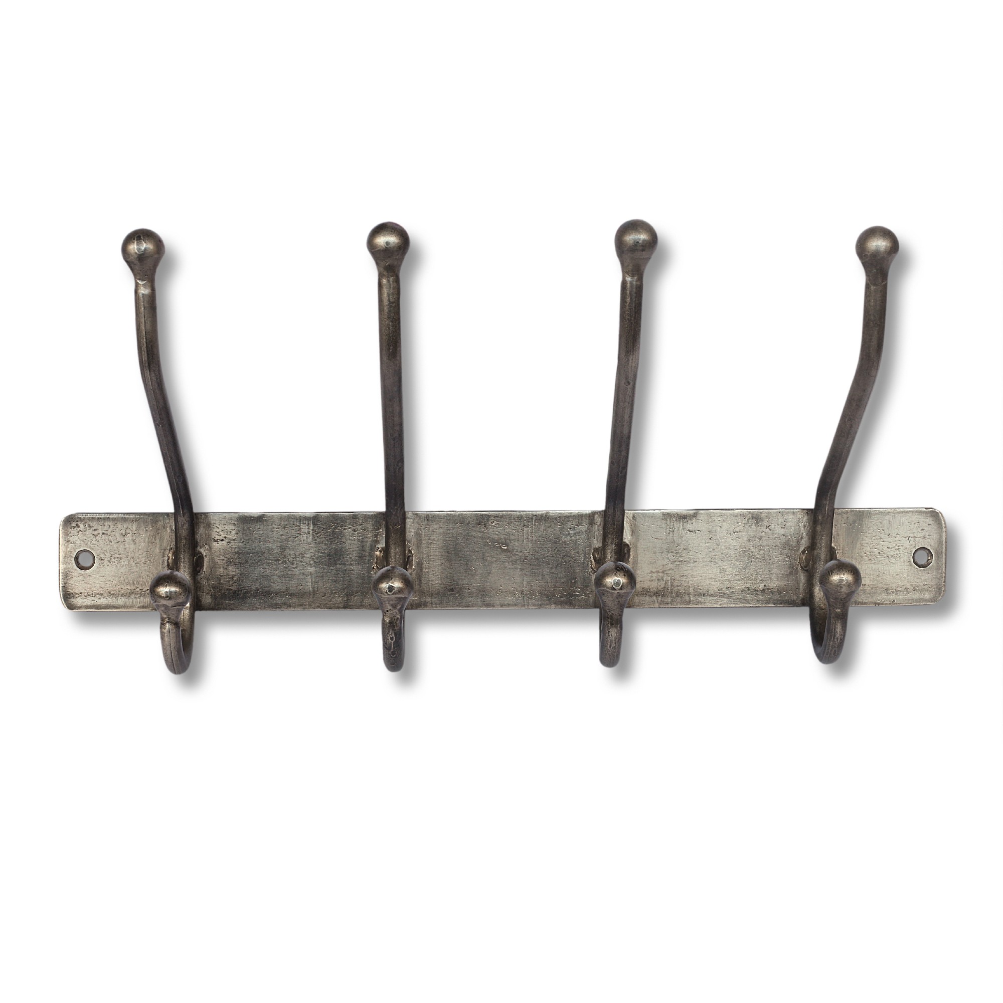 4er Wandhaken aus Metall, vernickelt, B 36 cm, H 11,5 cm, L 10 cm von fischer's lagerhaus