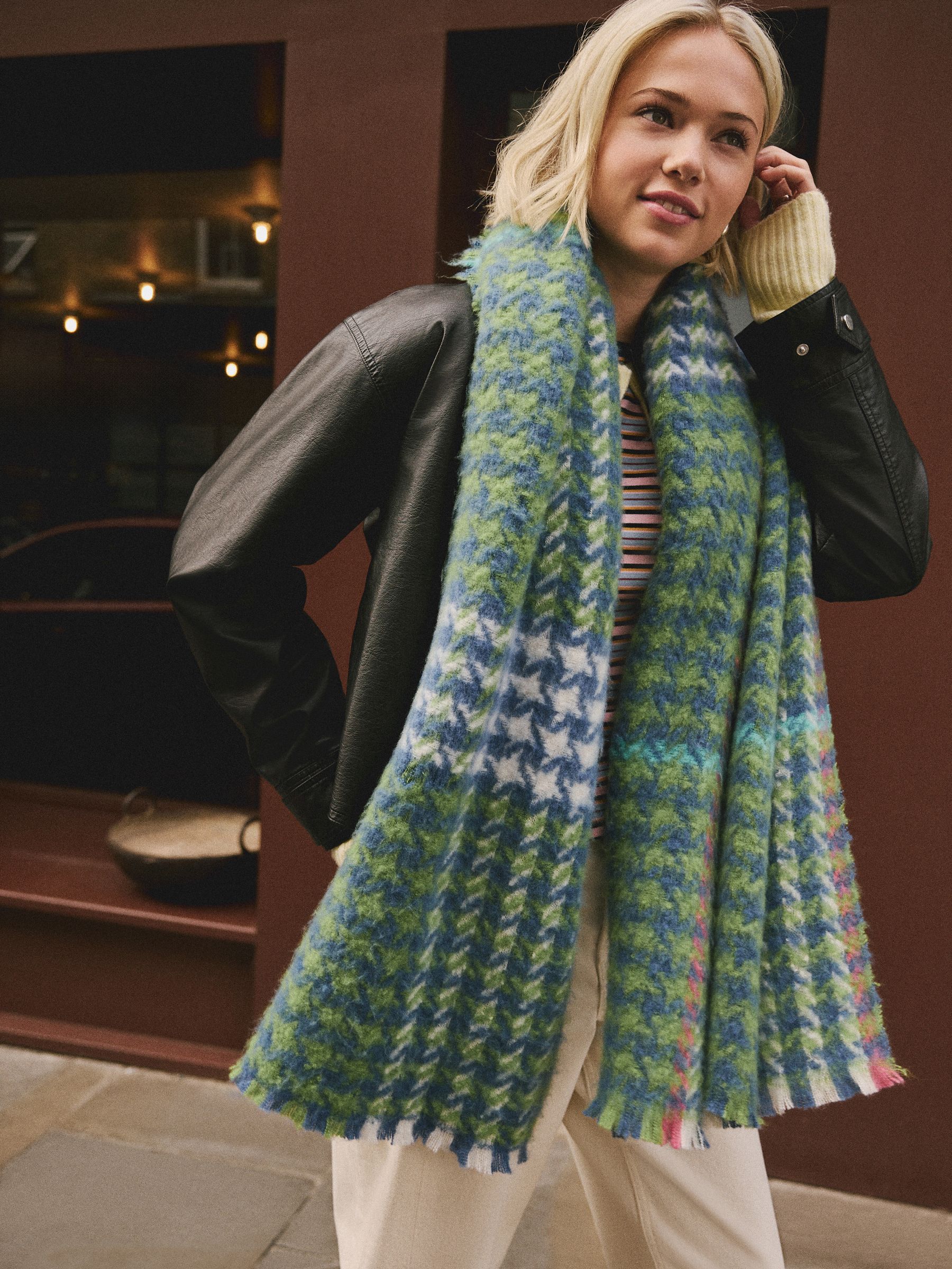 Blauw/groen pied-de-poule - Halfzware sjaal