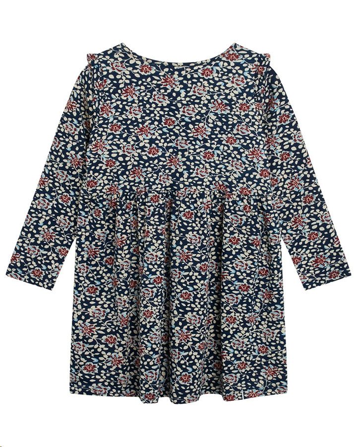 Langarm-Kleid MINI FLOWER geblümt in print blue
