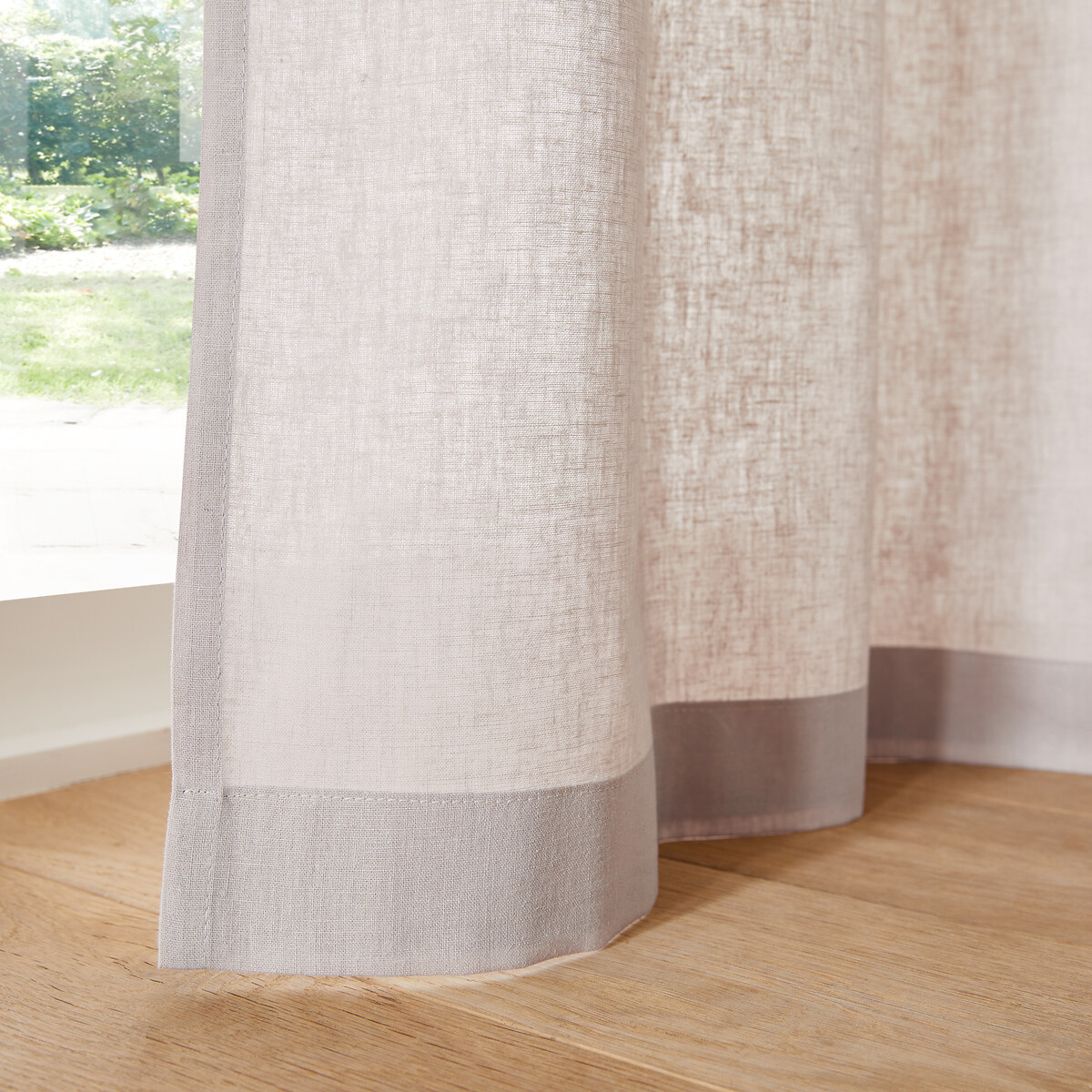 LA REDOUTE INTERIEURS<br>Cortina de meio linho com acabamento em laços e ilhós, Lincot