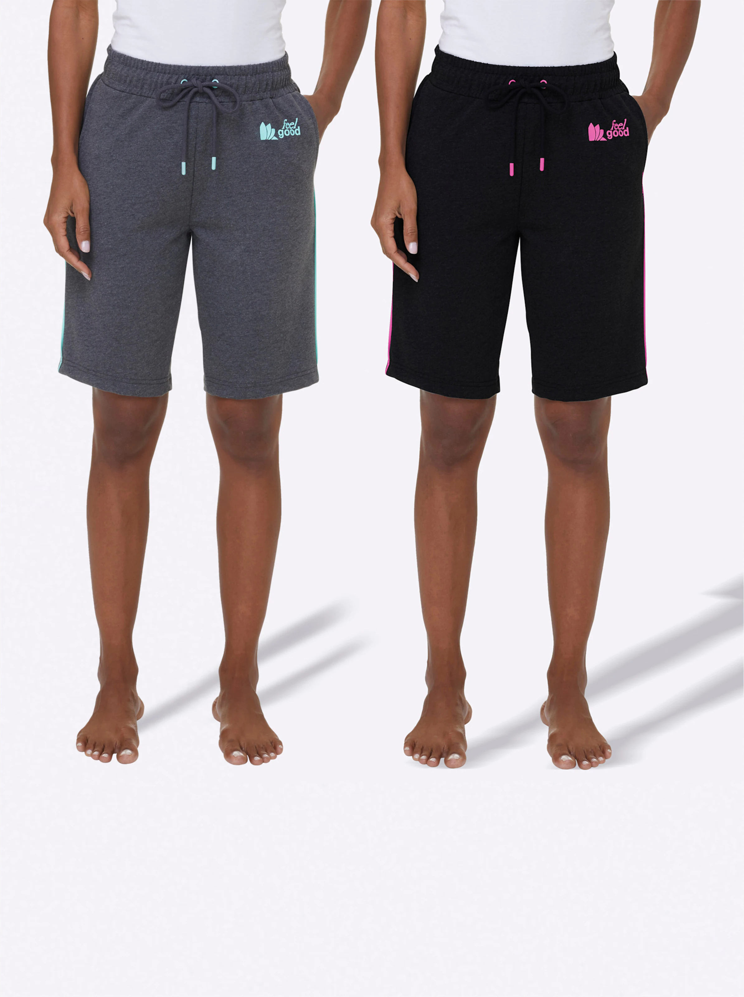 feel good Bermudas in schwarz + grau-meliert