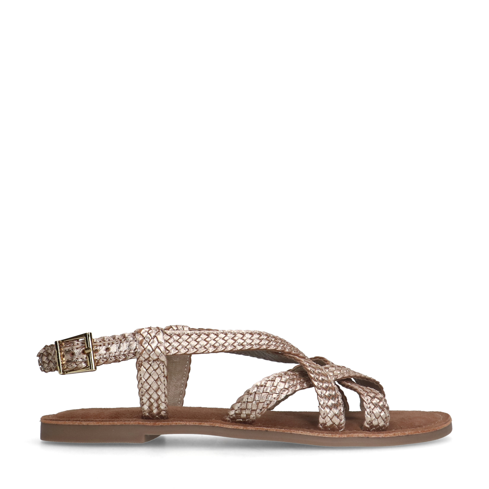 Gevlochten gouden sandalen
