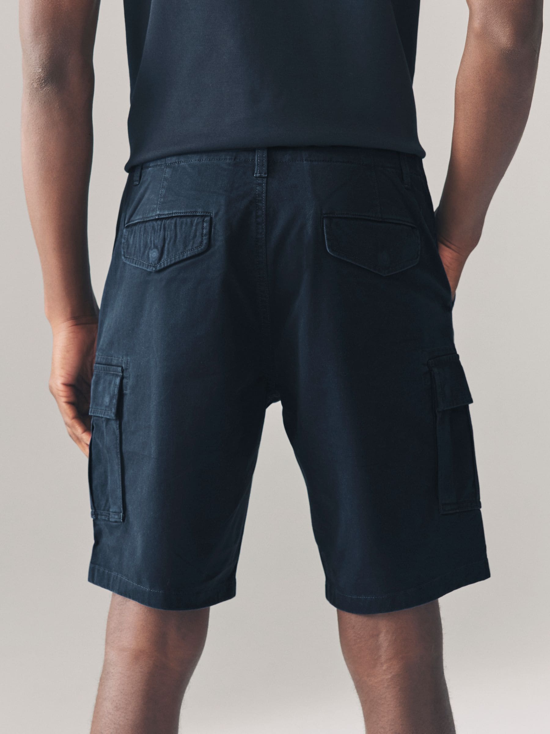 Marineblauw/antraciet - Stretchy Korte cargobroek