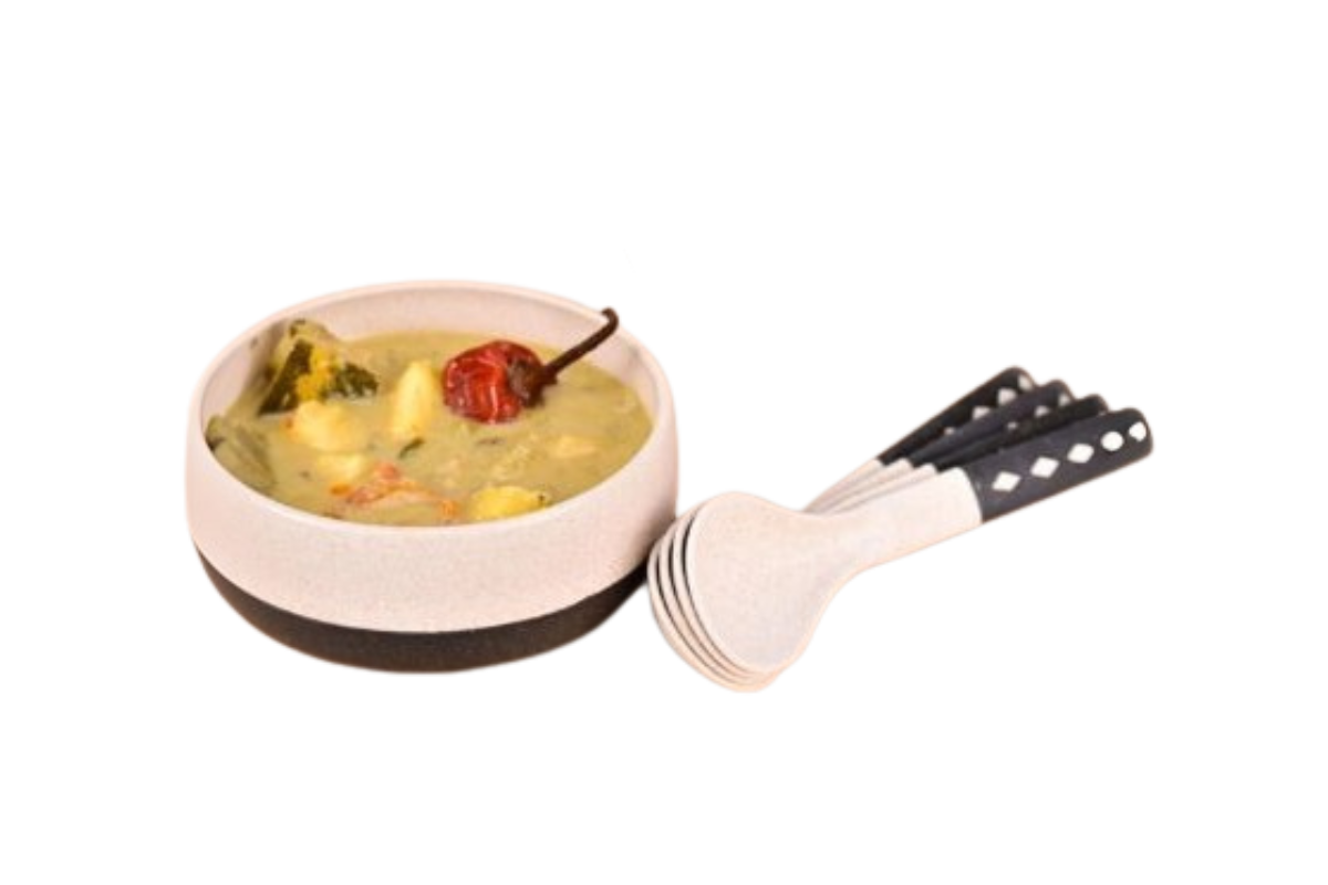Croppie 250 ml Charcoal soepkom met lepel - Set van 4
