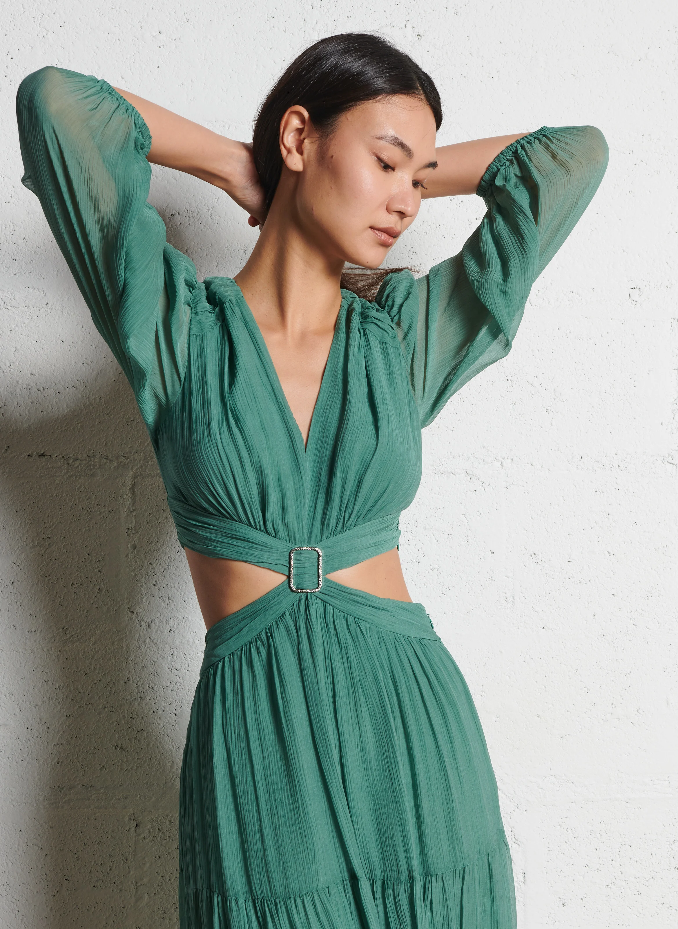 HARRY - Robe longue col V | Vert