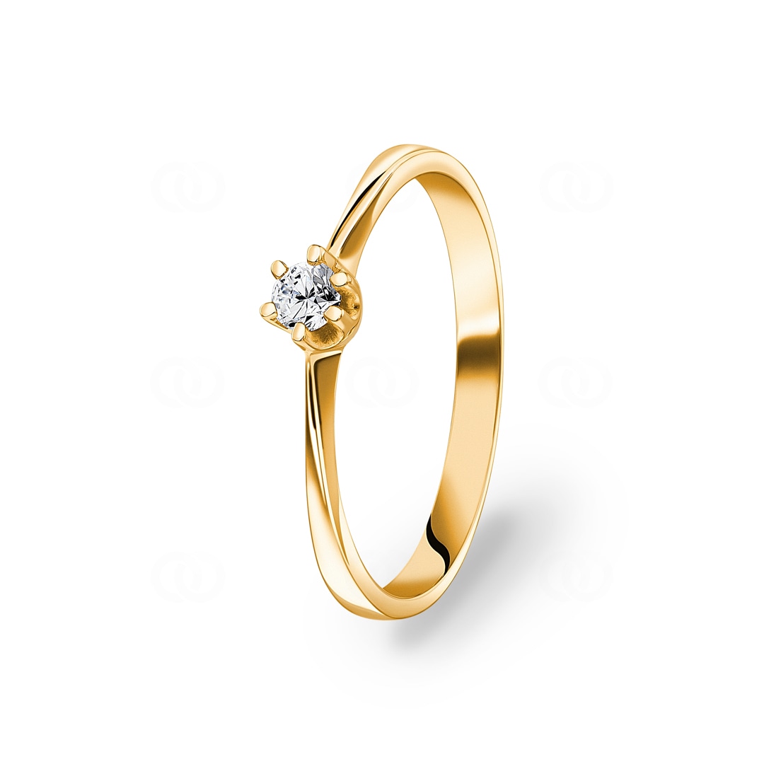 Verlobungsring 750/18 K Gelbgold mit Diamant 0.10 ct H/si