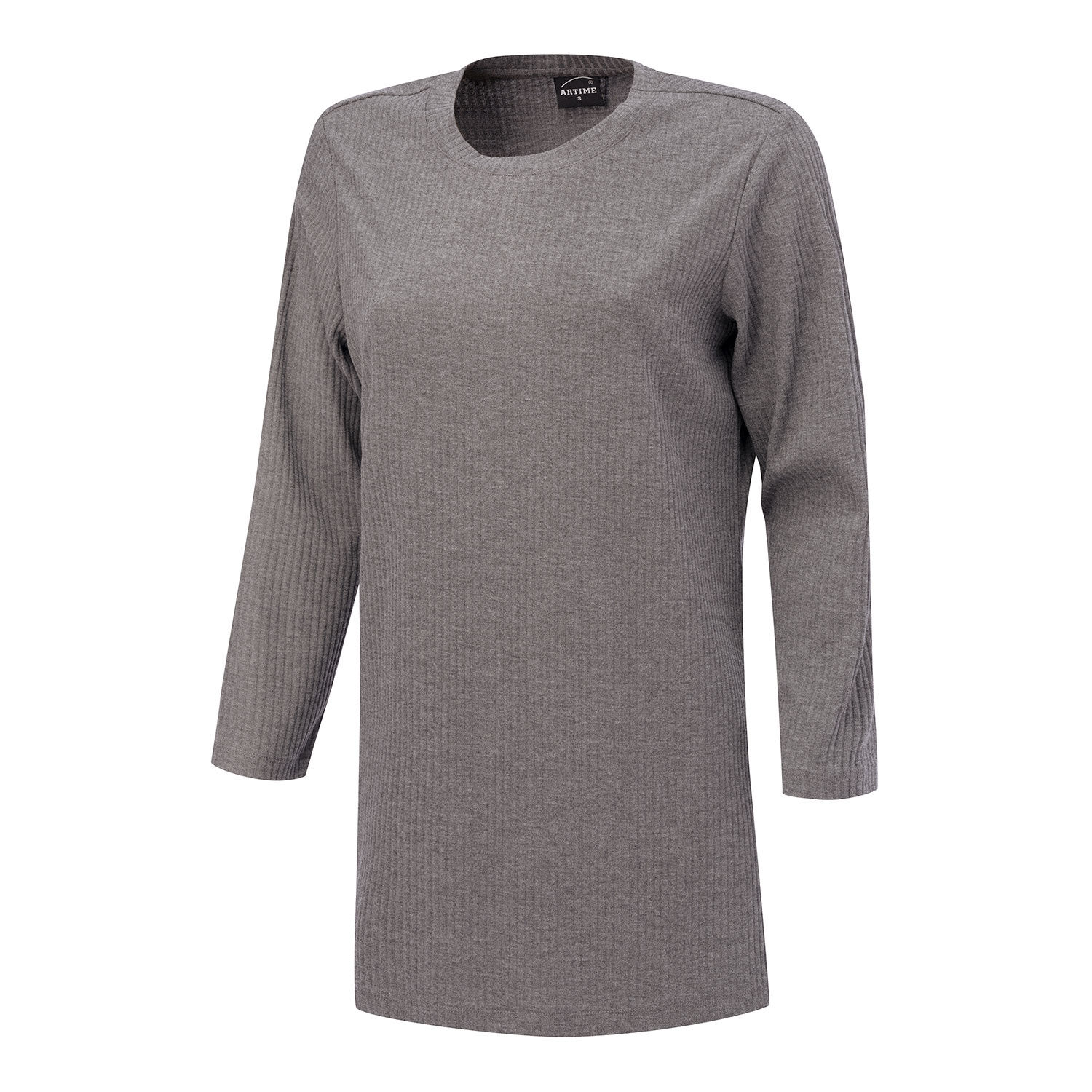 Longshirt mit Rundhalsausschnitt und Rippmuster