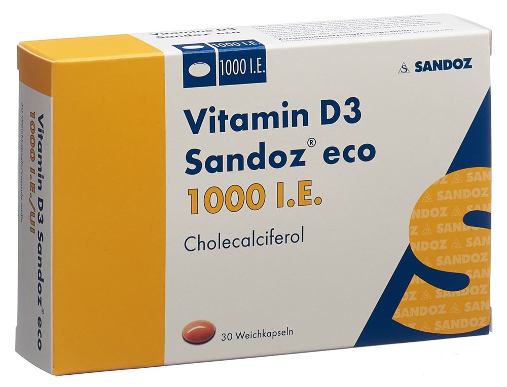 VITAMINE D3 Sandoz eco Weichkaps 1000 IE Blist 30 Stk