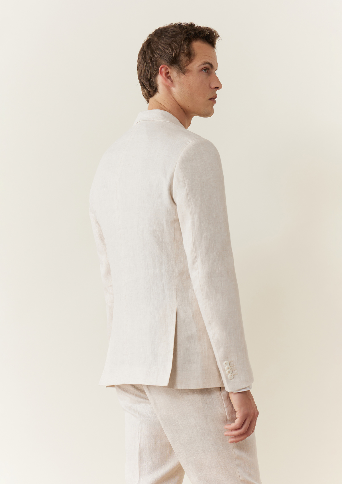 Veste coordonnable Regular en lin uni beige